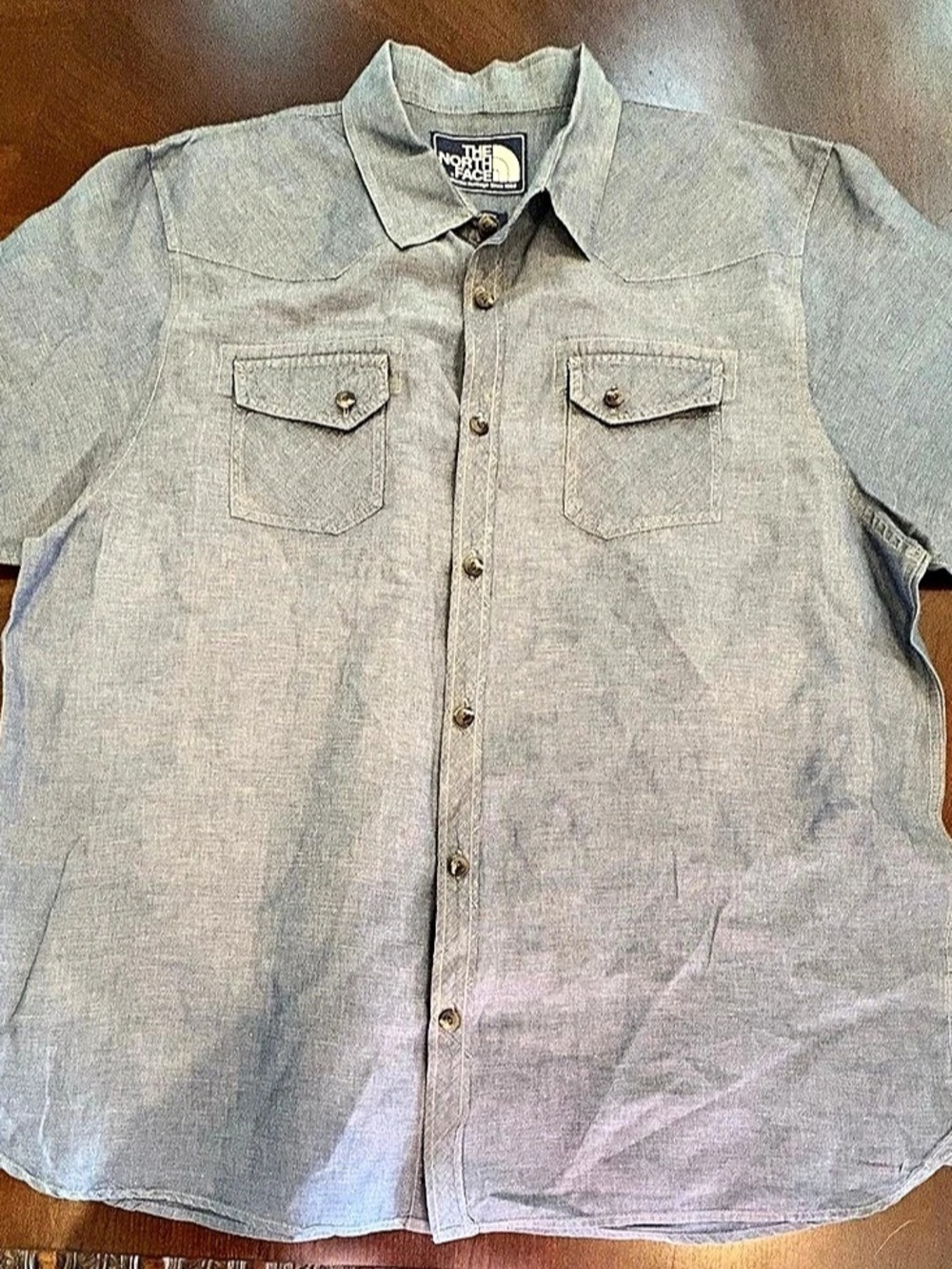 The North Face Heritage Short Sleeve Shirt Y2K Blue Chambray XXL